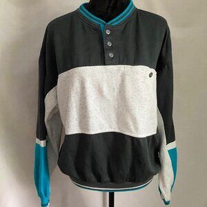 Vintage Pierre Cardin Gray and Blue Crewneck Sweater with Color Block 80s Retro